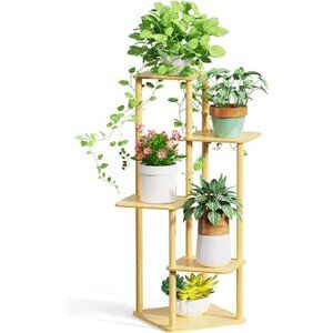 Plant Stand Indoor, 5 Tier Tall Plant Shelf Plant Holders, Bamboo Plant Stands